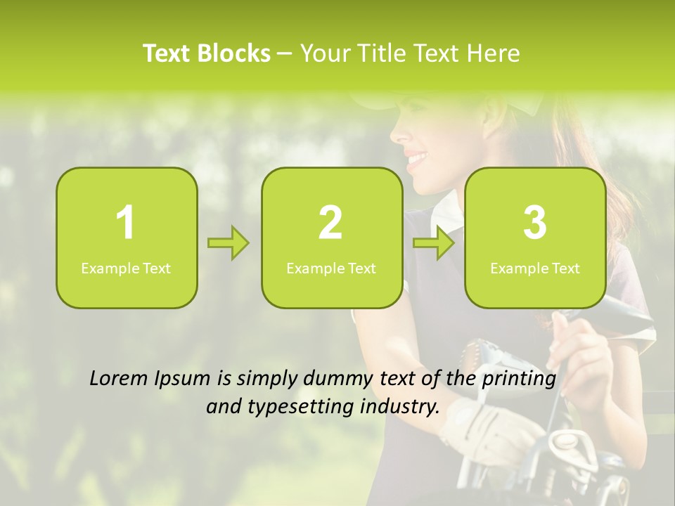 A Woman In A Purple Shirt And White Visor Holding A Golf Club PowerPoint Template