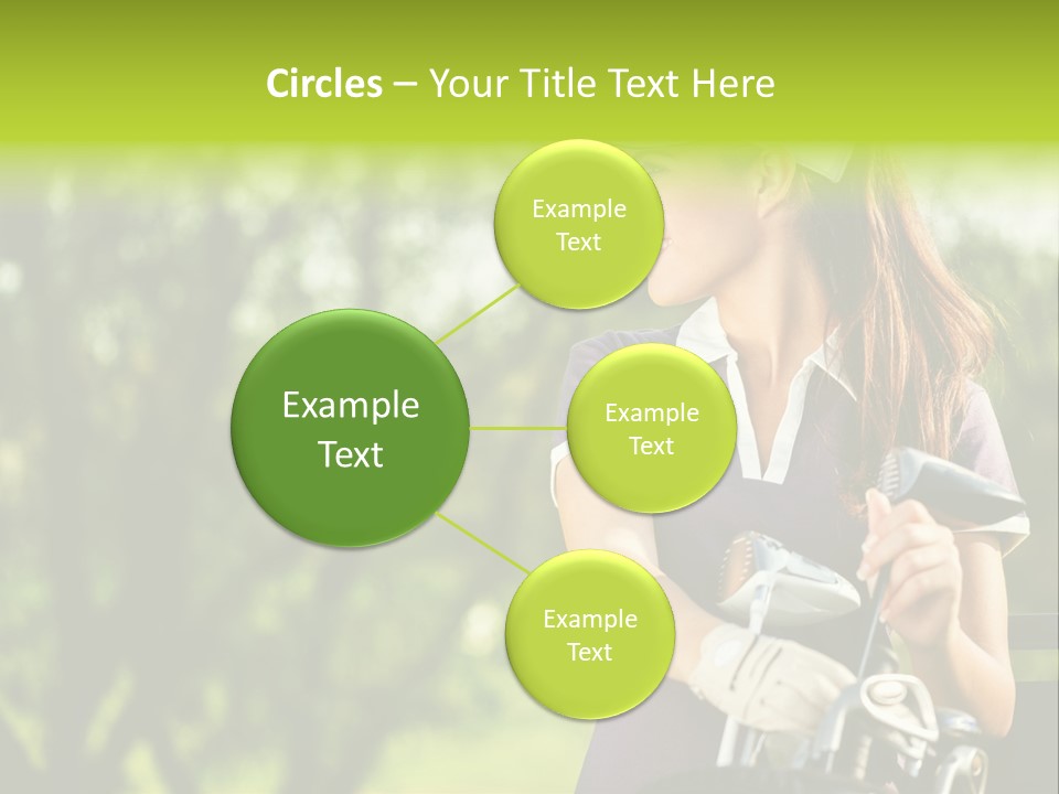 A Woman In A Purple Shirt And White Visor Holding A Golf Club PowerPoint Template