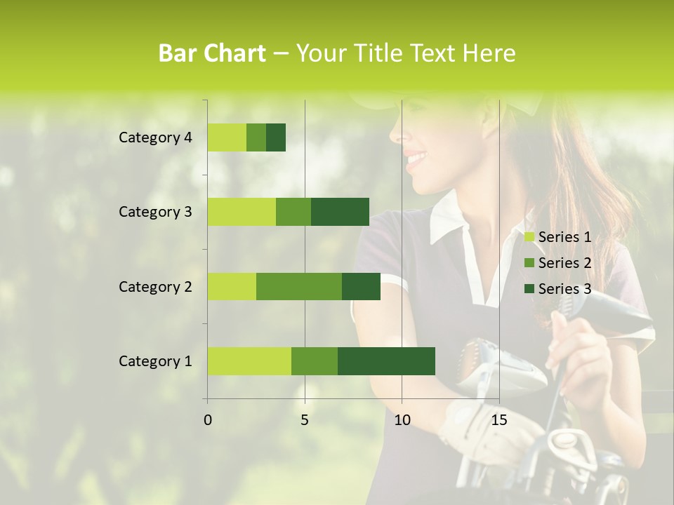 A Woman In A Purple Shirt And White Visor Holding A Golf Club PowerPoint Template