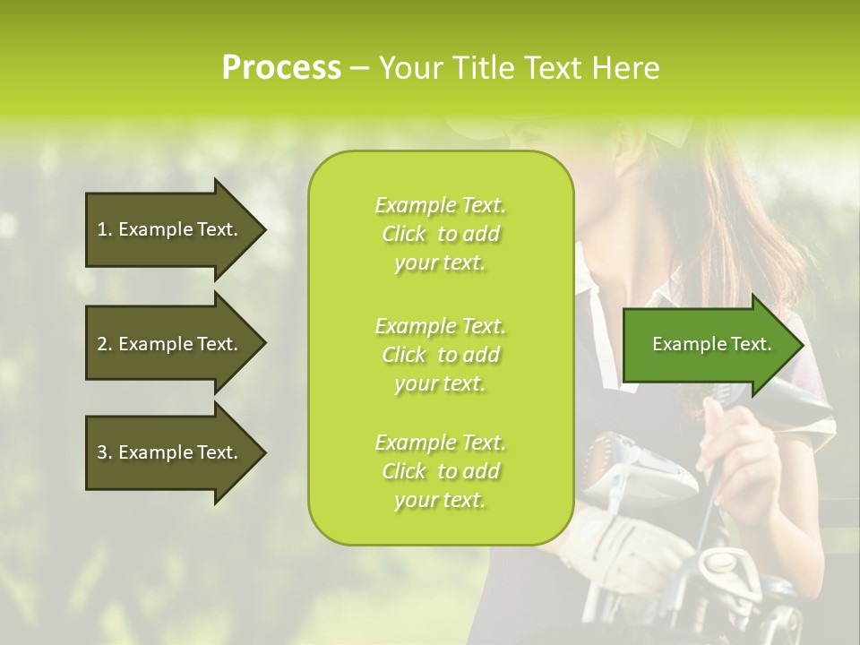 A Woman In A Purple Shirt And White Visor Holding A Golf Club PowerPoint Template