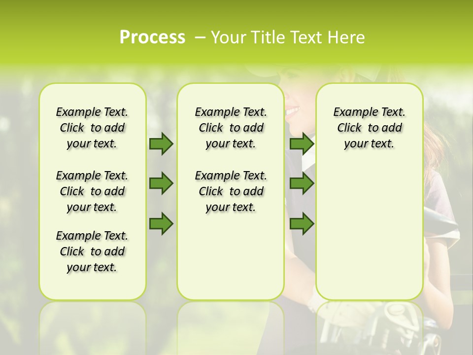A Woman In A Purple Shirt And White Visor Holding A Golf Club PowerPoint Template