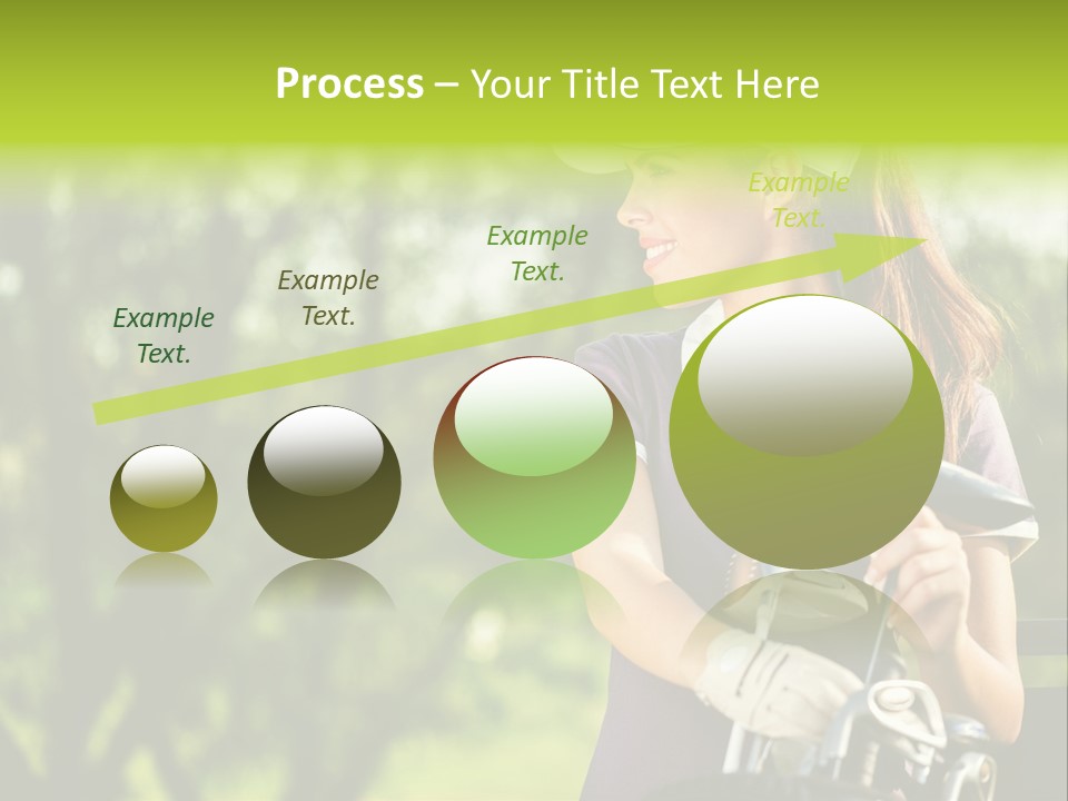 A Woman In A Purple Shirt And White Visor Holding A Golf Club PowerPoint Template