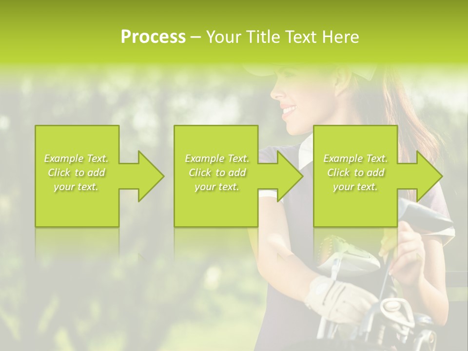 A Woman In A Purple Shirt And White Visor Holding A Golf Club PowerPoint Template