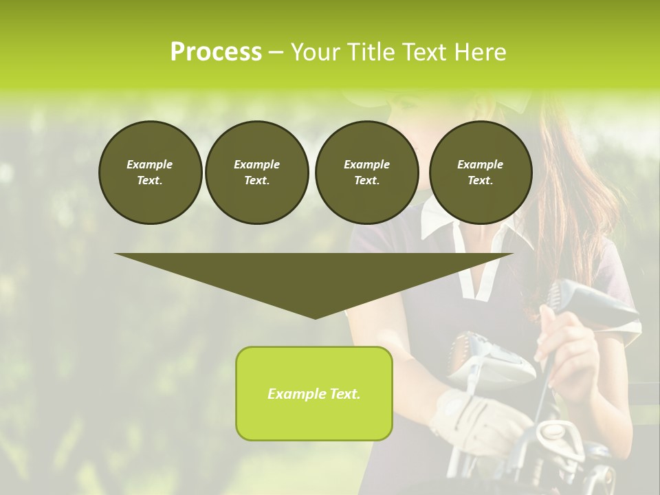 A Woman In A Purple Shirt And White Visor Holding A Golf Club PowerPoint Template