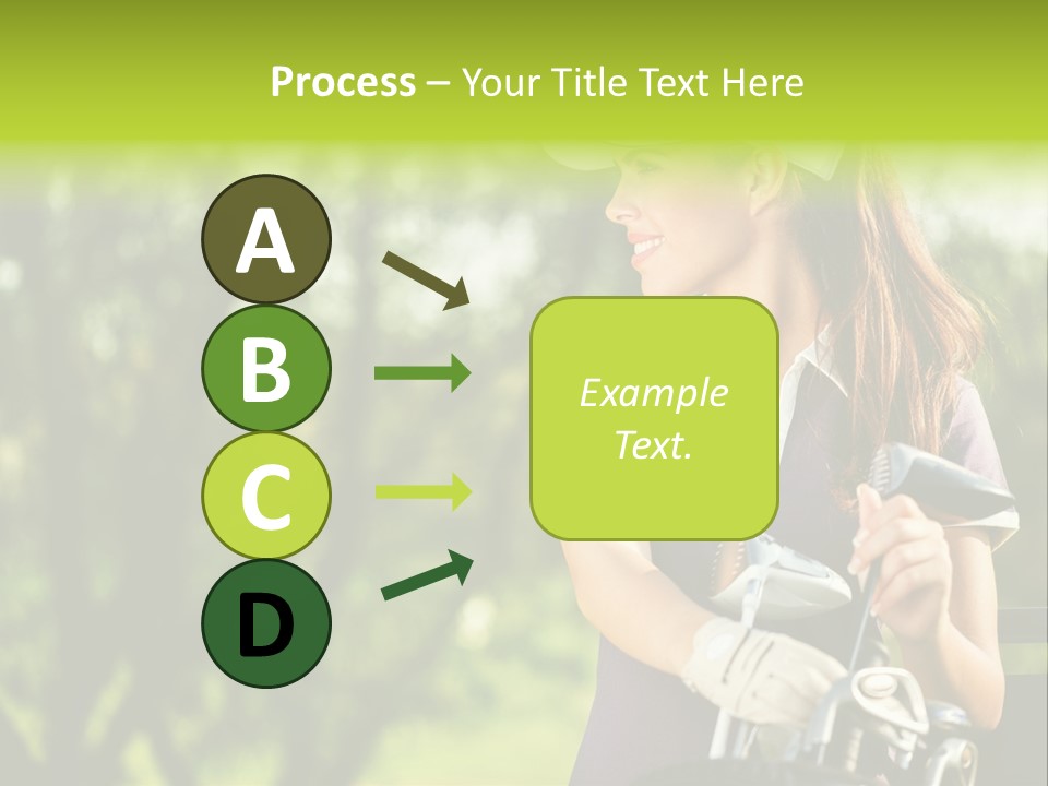 A Woman In A Purple Shirt And White Visor Holding A Golf Club PowerPoint Template