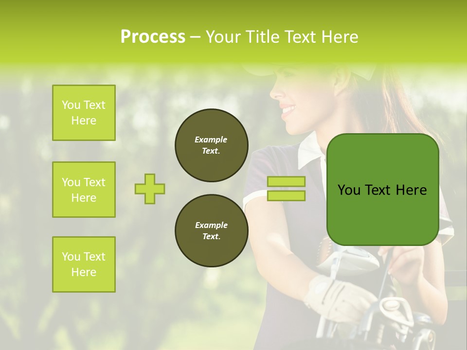 A Woman In A Purple Shirt And White Visor Holding A Golf Club PowerPoint Template