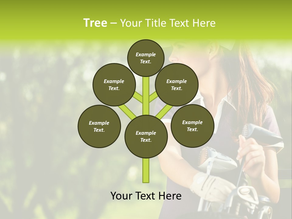 A Woman In A Purple Shirt And White Visor Holding A Golf Club PowerPoint Template