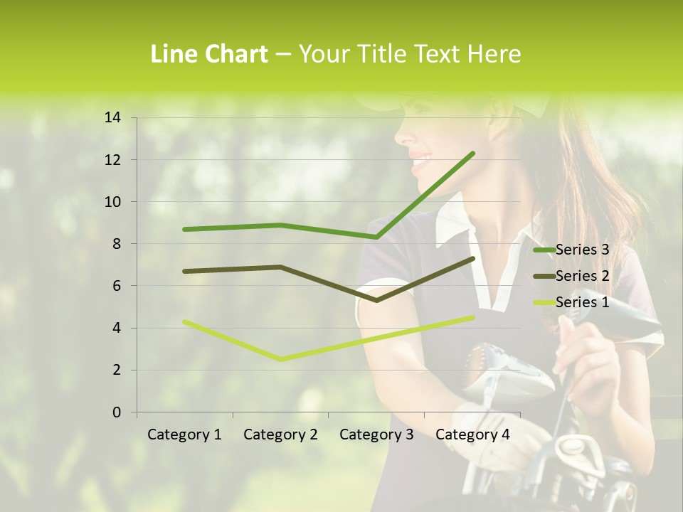 A Woman In A Purple Shirt And White Visor Holding A Golf Club PowerPoint Template