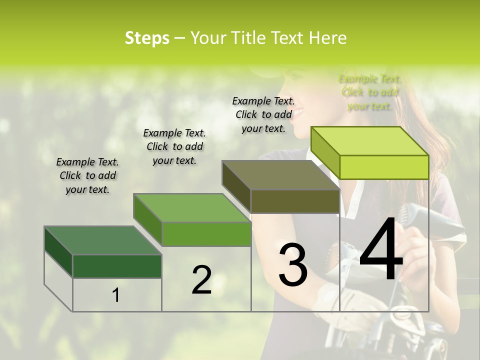 A Woman In A Purple Shirt And White Visor Holding A Golf Club PowerPoint Template