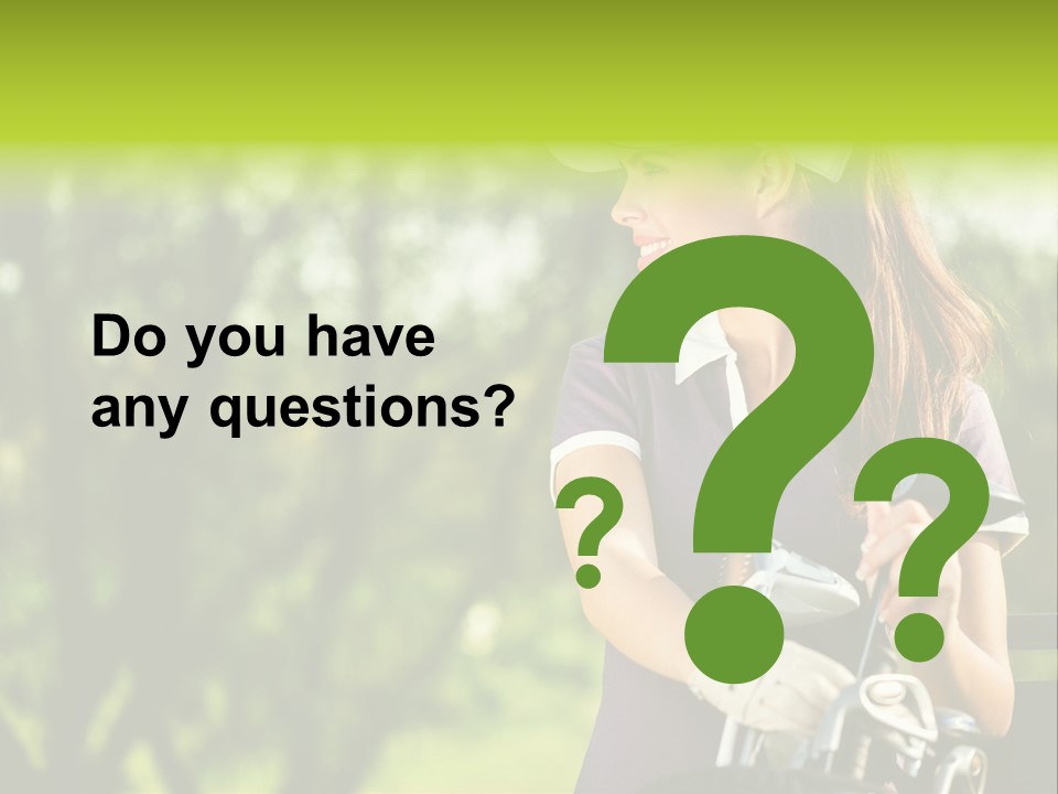 A Woman In A Purple Shirt And White Visor Holding A Golf Club PowerPoint Template