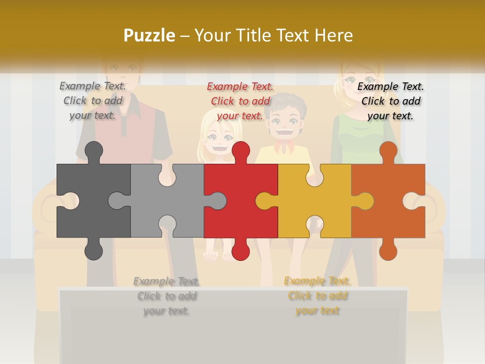 A Family Sitting On A Couch In A Living Room PowerPoint Template