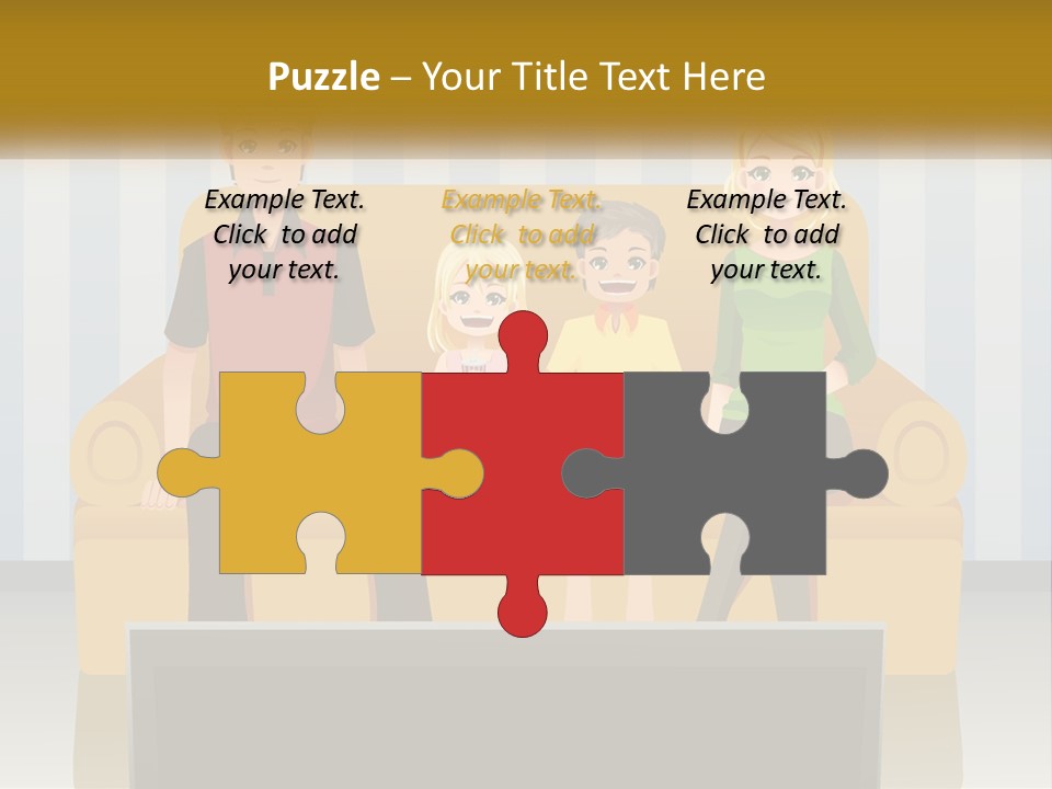 A Family Sitting On A Couch In A Living Room PowerPoint Template