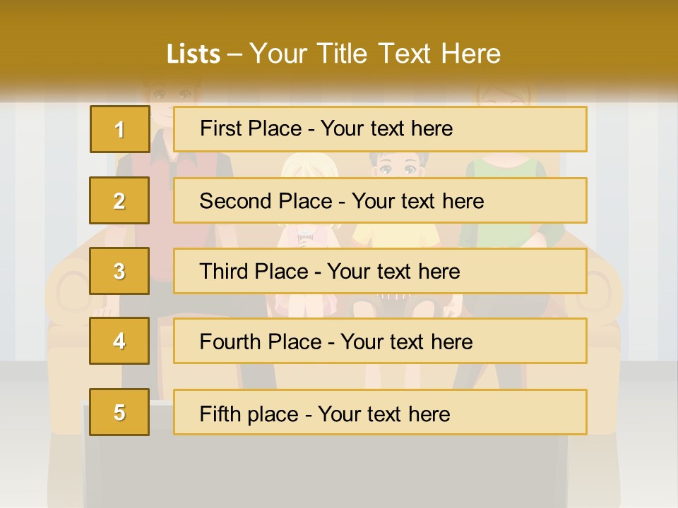 A Family Sitting On A Couch In A Living Room PowerPoint Template