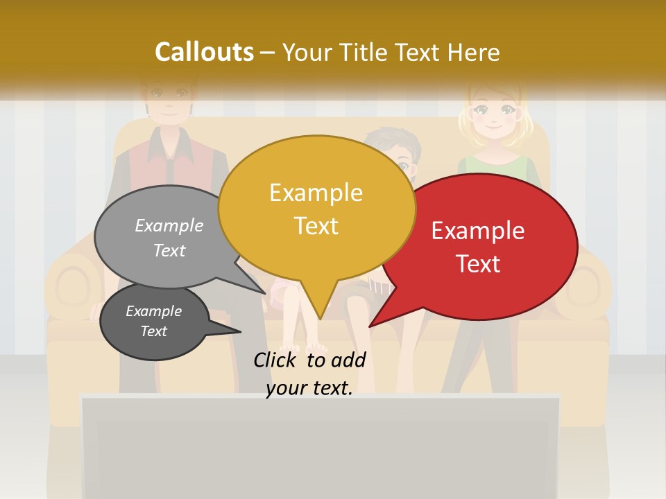 A Family Sitting On A Couch In A Living Room PowerPoint Template