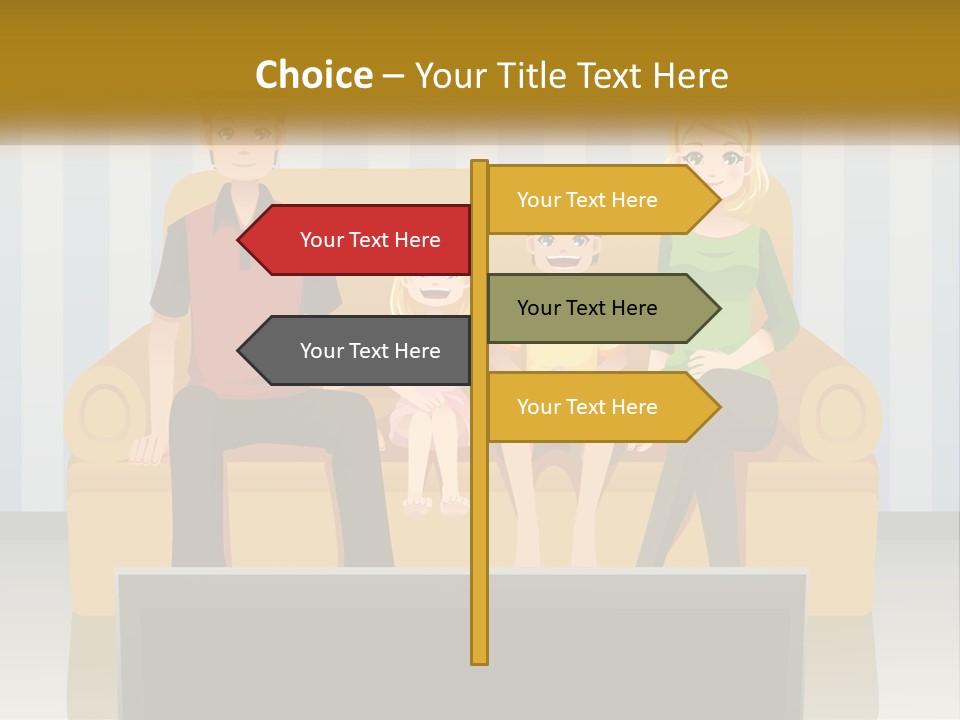 A Family Sitting On A Couch In A Living Room PowerPoint Template