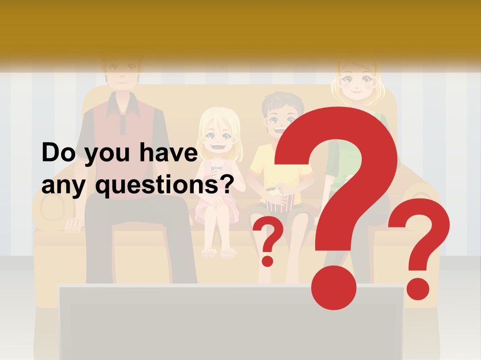 A Family Sitting On A Couch In A Living Room PowerPoint Template