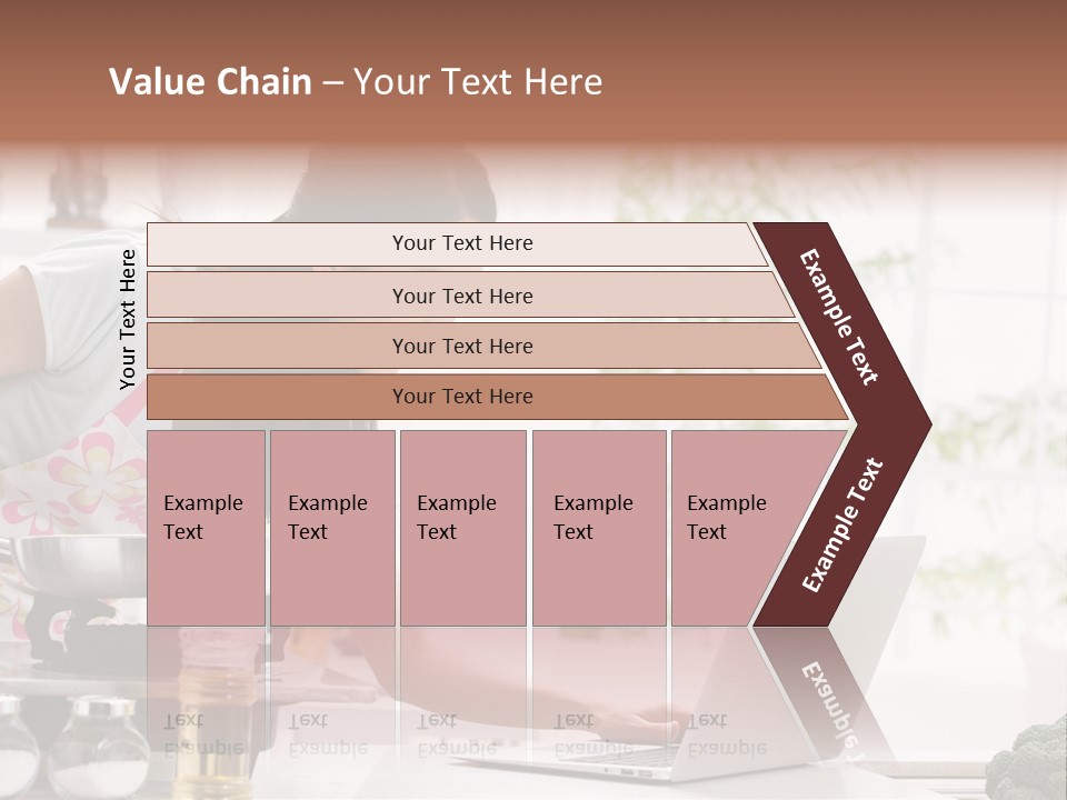 A Woman Using A Laptop On A Kitchen Counter PowerPoint Template