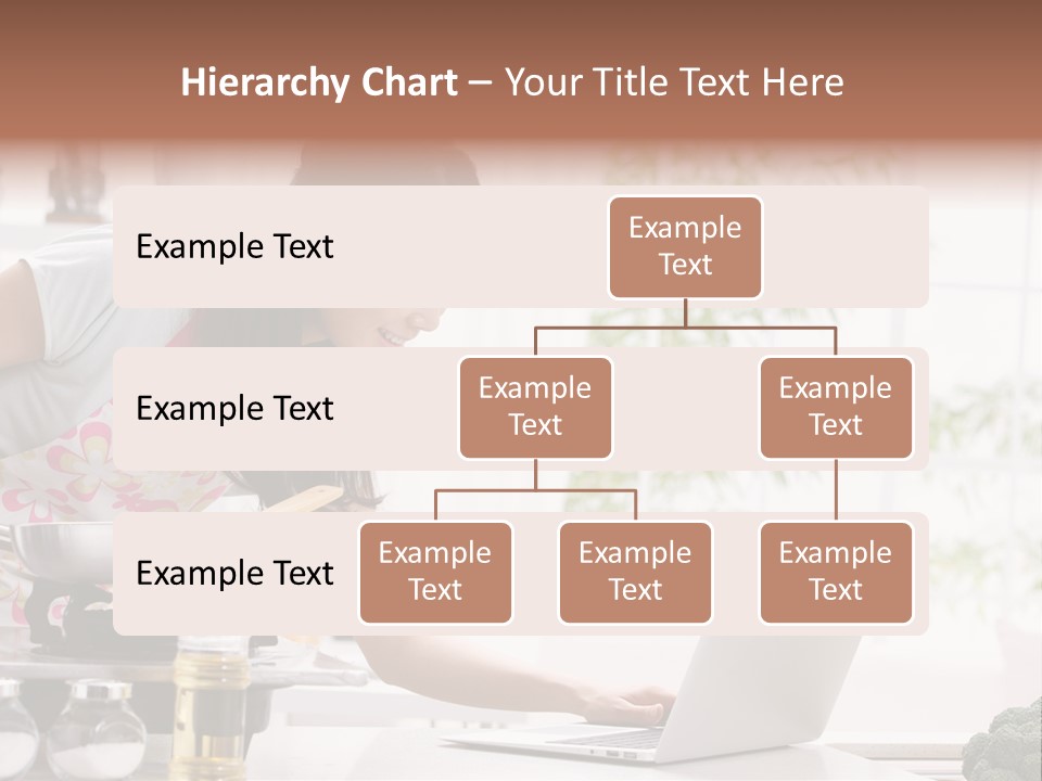 A Woman Using A Laptop On A Kitchen Counter PowerPoint Template