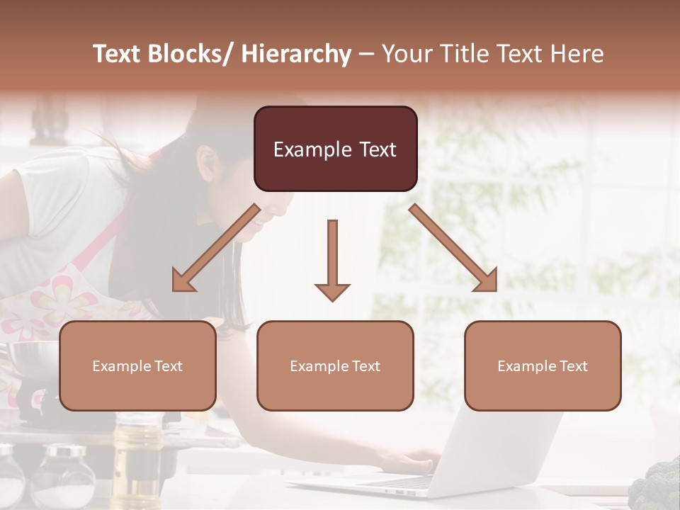 A Woman Using A Laptop On A Kitchen Counter PowerPoint Template