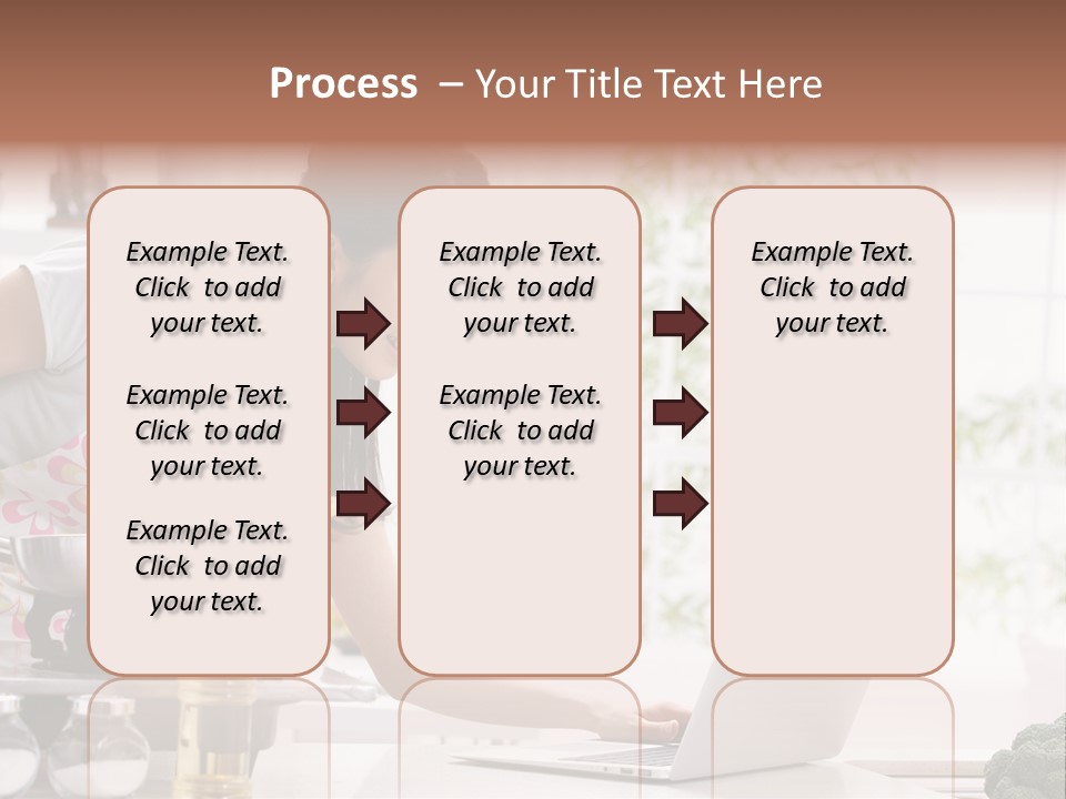A Woman Using A Laptop On A Kitchen Counter PowerPoint Template
