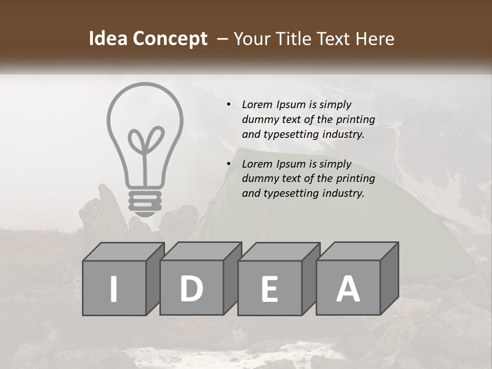 A Green Tent Sitting On Top Of A Mountain PowerPoint Template