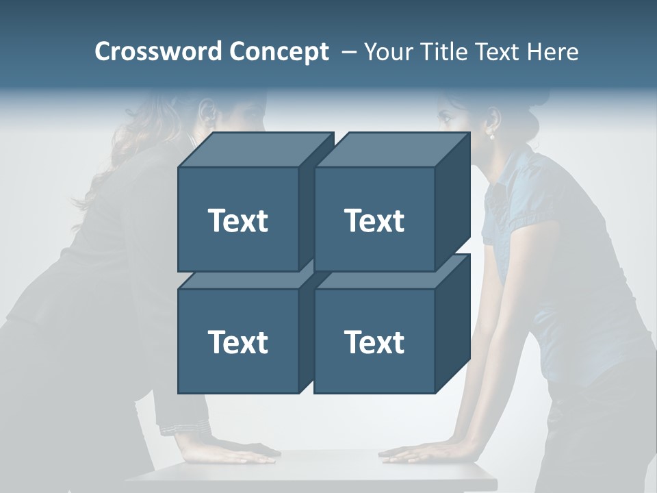 Two Women In Business Attire Facing Each Other PowerPoint Template