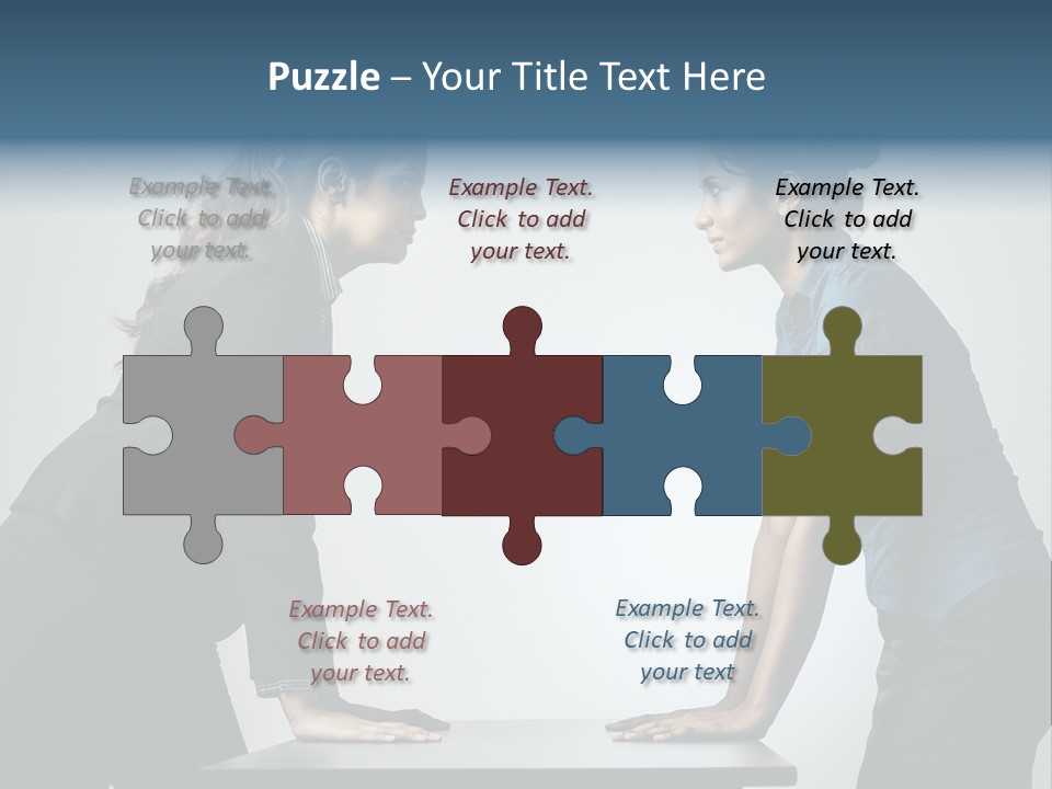 Two Women In Business Attire Facing Each Other PowerPoint Template