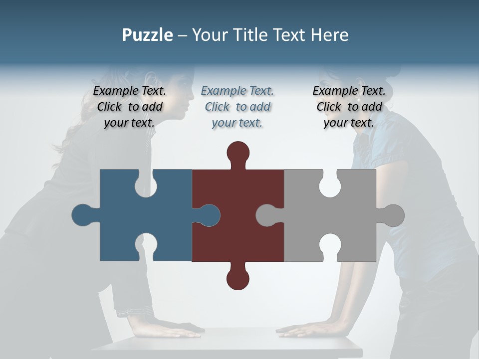 Two Women In Business Attire Facing Each Other PowerPoint Template