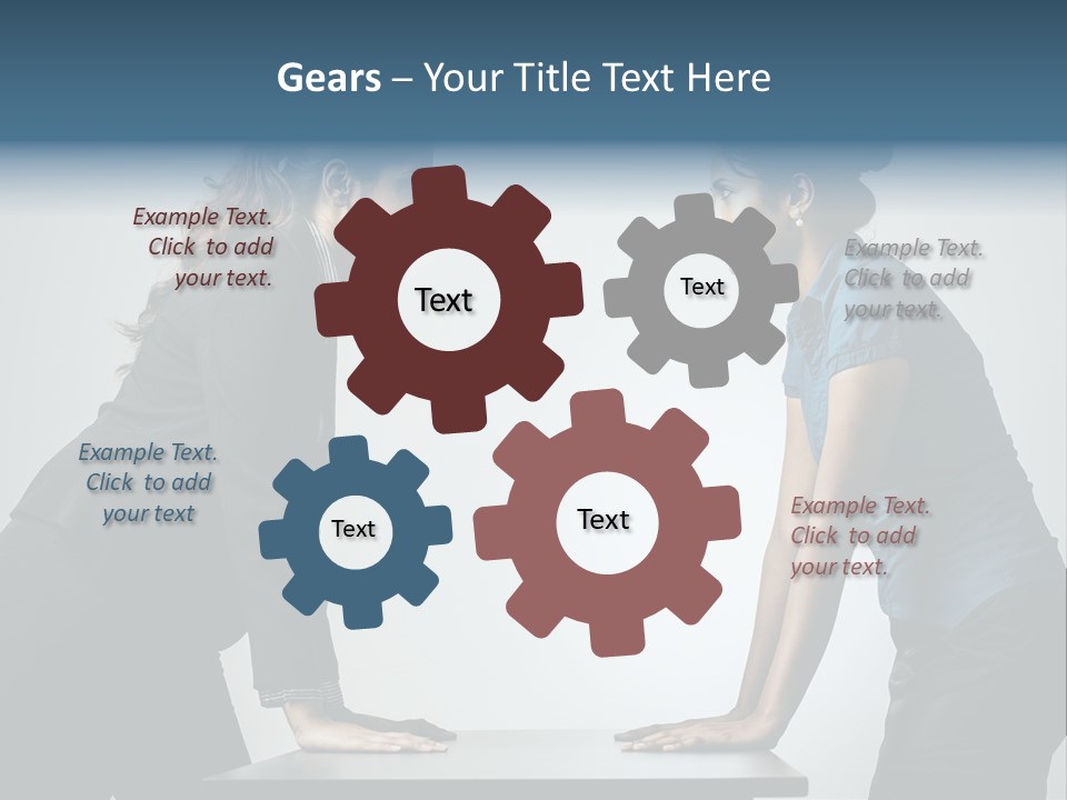 Two Women In Business Attire Facing Each Other PowerPoint Template