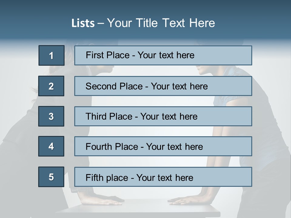 Two Women In Business Attire Facing Each Other PowerPoint Template