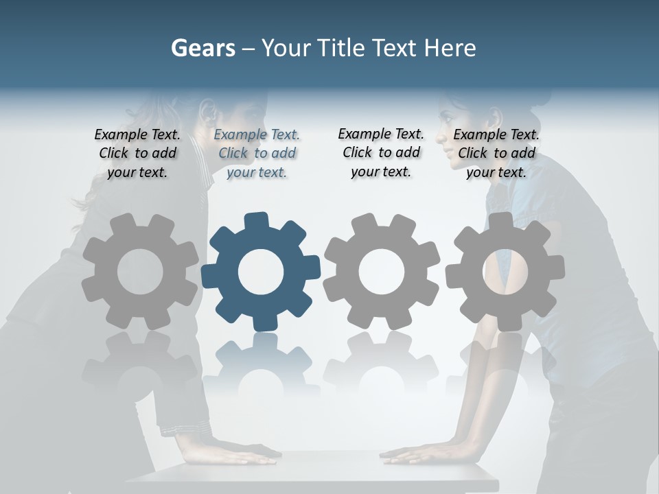 Two Women In Business Attire Facing Each Other PowerPoint Template