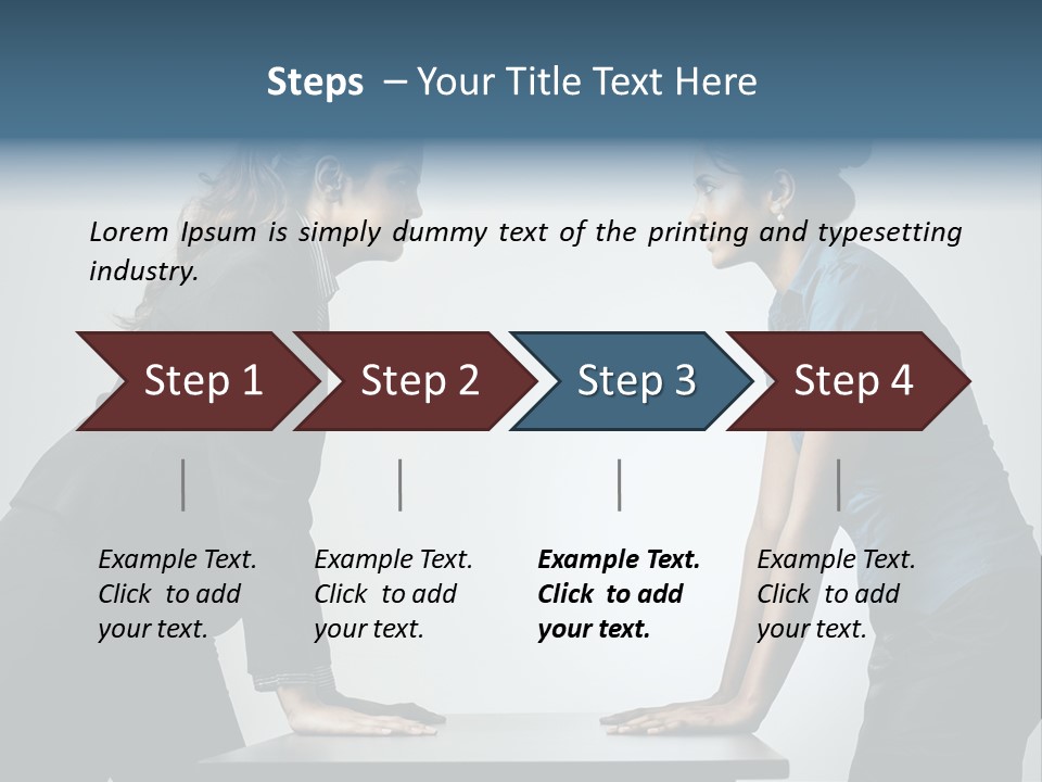 Two Women In Business Attire Facing Each Other PowerPoint Template