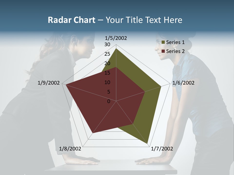 Two Women In Business Attire Facing Each Other PowerPoint Template