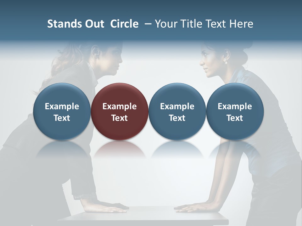 Two Women In Business Attire Facing Each Other PowerPoint Template