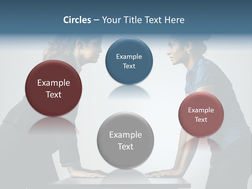 Two Women In Business Attire Facing Each Other PowerPoint Template