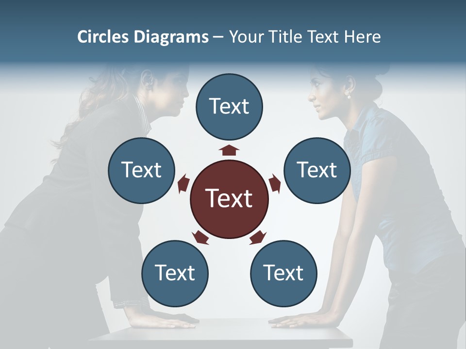 Two Women In Business Attire Facing Each Other PowerPoint Template