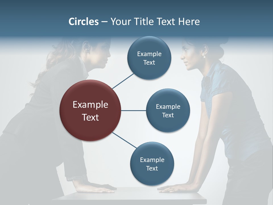 Two Women In Business Attire Facing Each Other PowerPoint Template