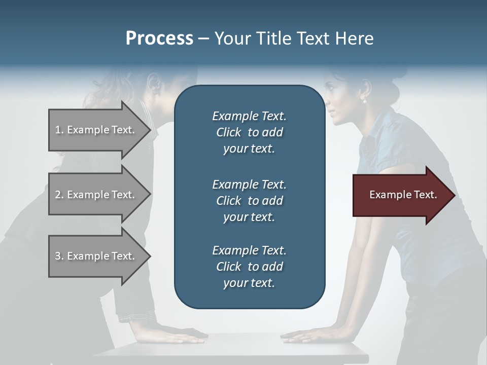 Two Women In Business Attire Facing Each Other PowerPoint Template