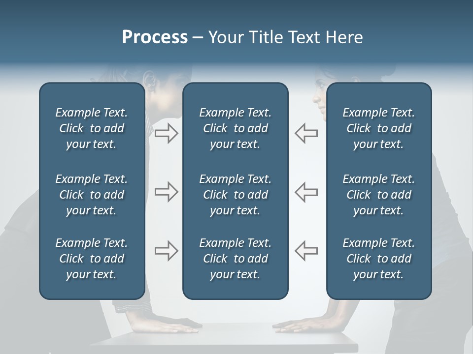 Two Women In Business Attire Facing Each Other PowerPoint Template
