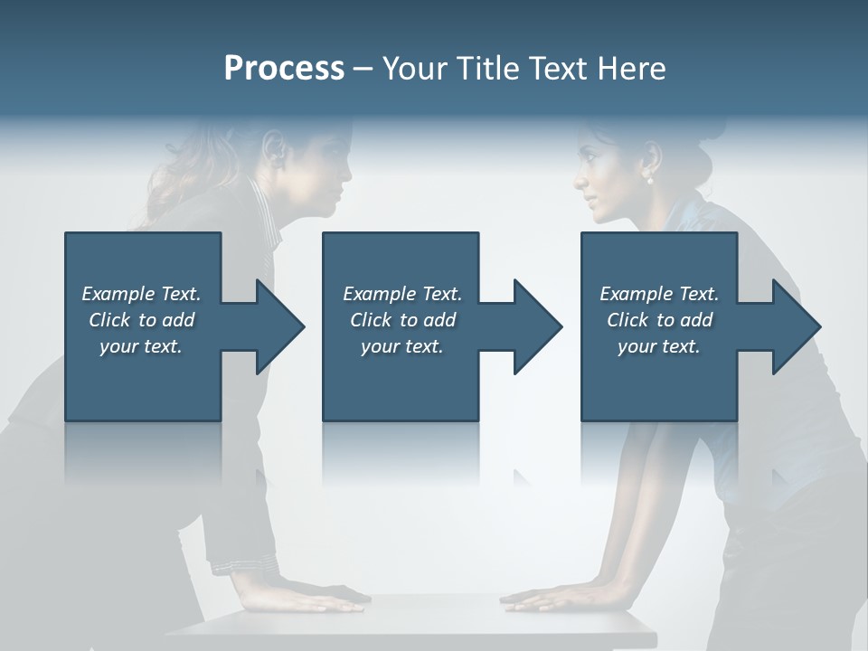Two Women In Business Attire Facing Each Other PowerPoint Template