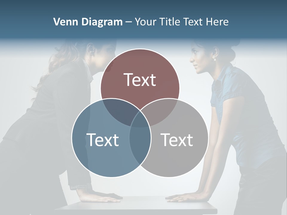 Two Women In Business Attire Facing Each Other PowerPoint Template