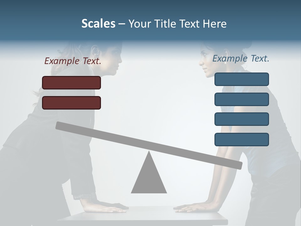 Two Women In Business Attire Facing Each Other PowerPoint Template