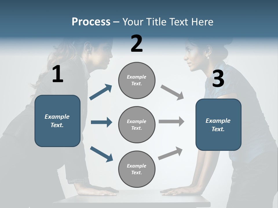 Two Women In Business Attire Facing Each Other PowerPoint Template