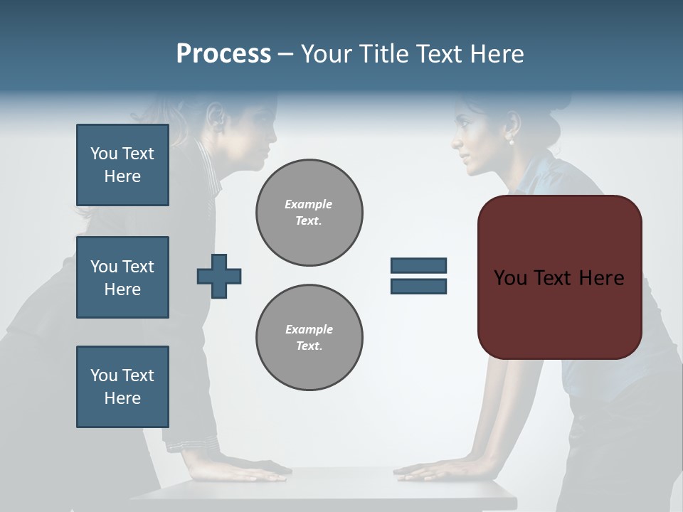 Two Women In Business Attire Facing Each Other PowerPoint Template