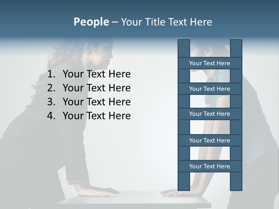 Two Women In Business Attire Facing Each Other PowerPoint Template