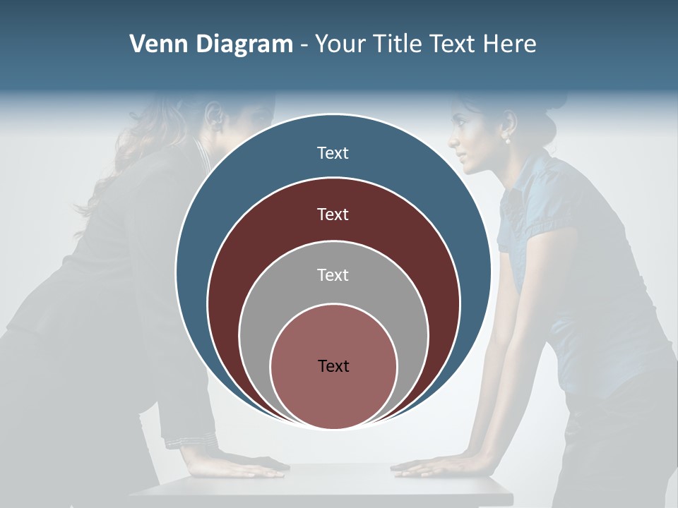 Two Women In Business Attire Facing Each Other PowerPoint Template