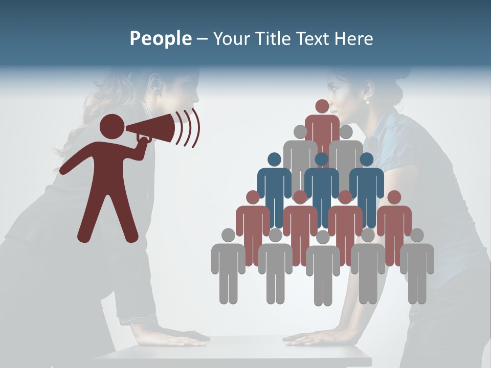 Two Women In Business Attire Facing Each Other PowerPoint Template