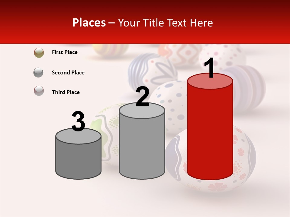 A Group Of Colorful Easter Eggs On A White Surface PowerPoint Template