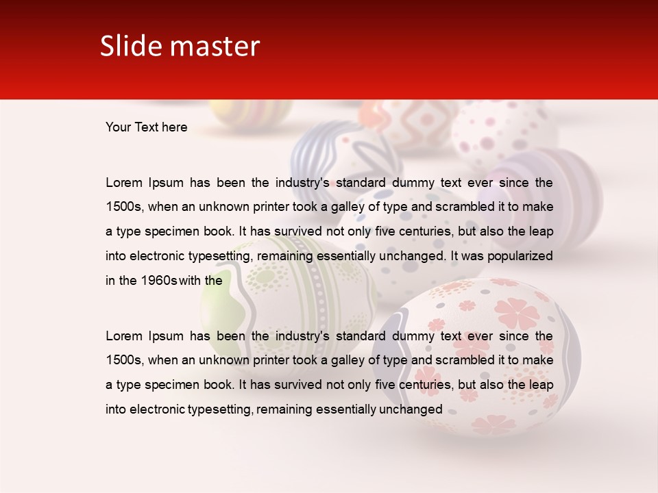 A Group Of Colorful Easter Eggs On A White Surface PowerPoint Template