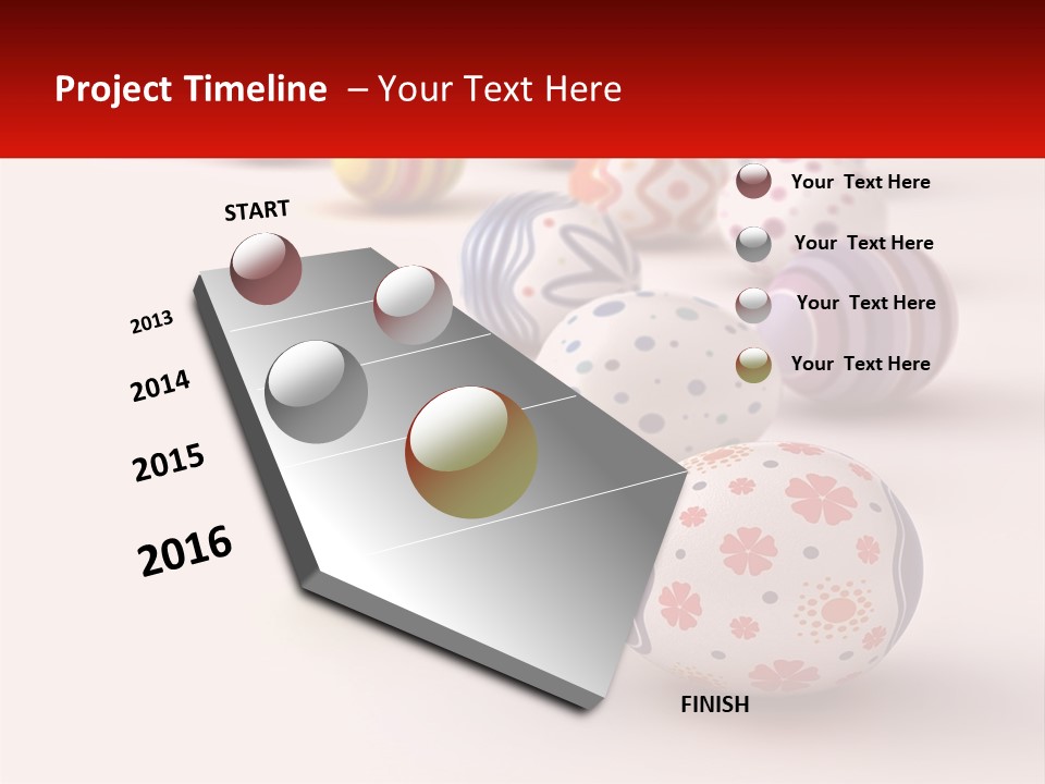 A Group Of Colorful Easter Eggs On A White Surface PowerPoint Template